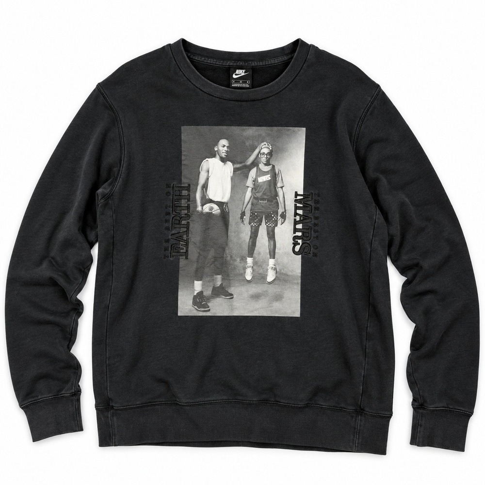 Nike Jordan Spike Lee Mars Blackmon Sweatshirt Mens Medium Black Graphic Fleece